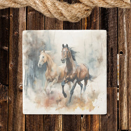 Posavasos De Piedra Caballo salvaje occidental