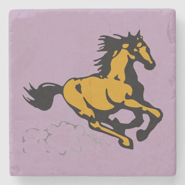 Posavasos De Piedra Caballo silvestre y libre (Anverso)
