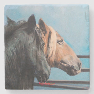 Posavasos De Piedra Caballos/Cabalos/Horses