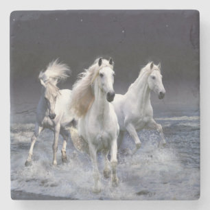 Posavasos De Piedra Caballos corriendo lanzando almohada