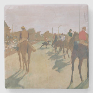 Posavasos De Piedra Caballos de raza de Edgar Degas el   delante de