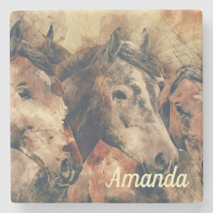 Posavasos De Piedra Caballos marrones