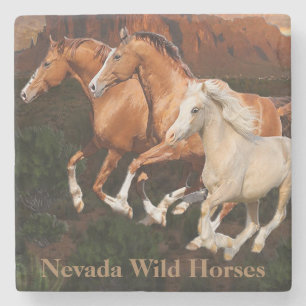 Posavasos De Piedra Caballos salvajes de Arizona