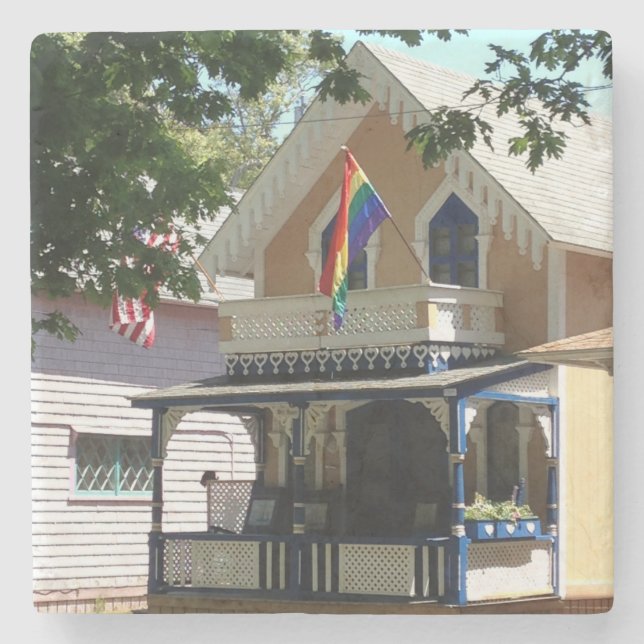 Posavasos De Piedra Cabaña de pan de jengibre y orgullo - Viñedo de Ma (Anverso)