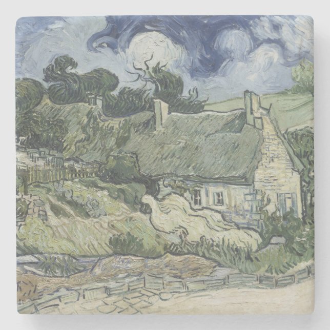 Posavasos De Piedra Cabañas cubiertas con paja Cordeville de Vincent (Anverso)