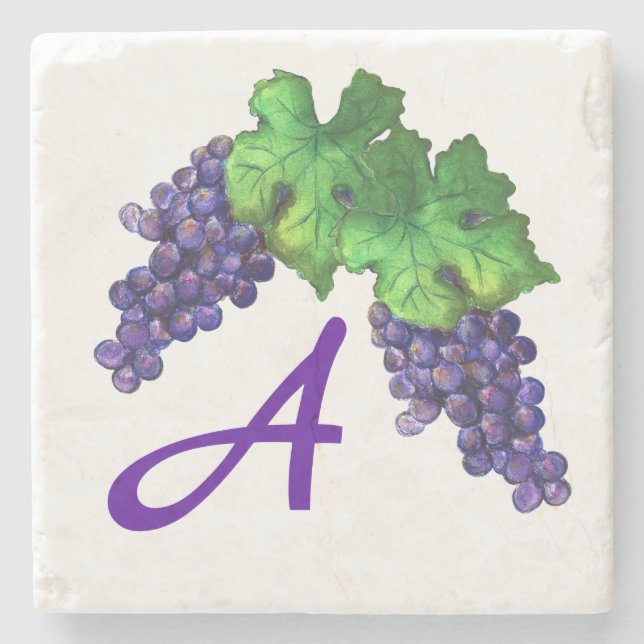 Posavasos De Piedra Cabernet Sauvignon Personalizado de uvas de vino r (Anverso)
