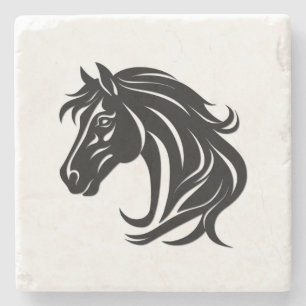 Posavasos De Piedra Cabeza de caballo negro magnífico