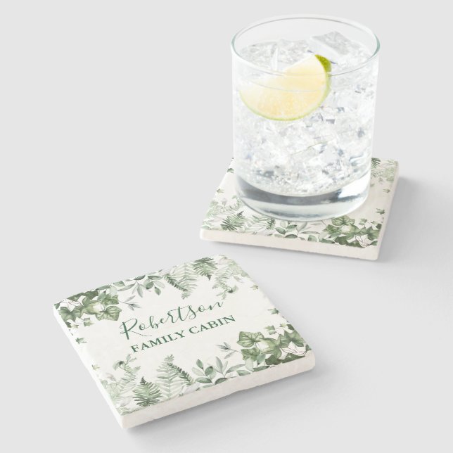 Posavasos De Piedra Cabina de la familia de sabores de marfil botánico (Lateral)