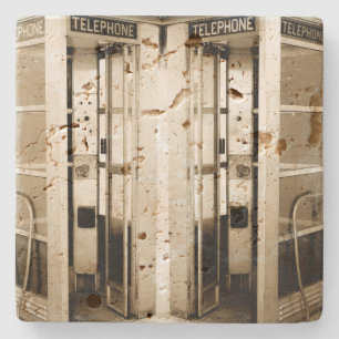 Posavasos De Piedra Cabina de teléfono antigua