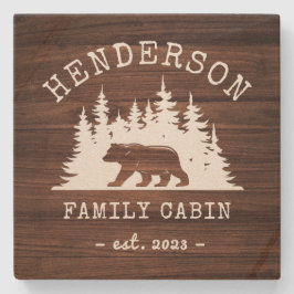 Posavasos De Piedra Cabina Family Bear Pine Woods