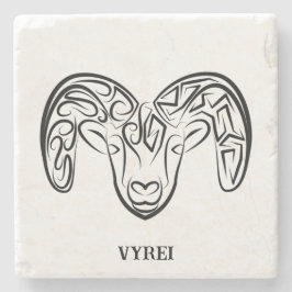 Posavasos De Piedra Cabra/oveja tribal negra y blanca