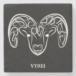 Posavasos De Piedra Cabra/oveja tribal negra y blanca