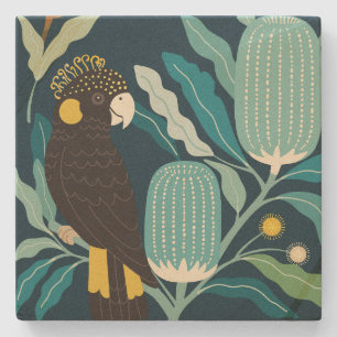 Posavasos De Piedra Cacatúa Negra y Coaster de piedra Banksia 2