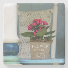 Posavasos De Piedra Cacerola de flores en el mercado - Viñetería de Ma