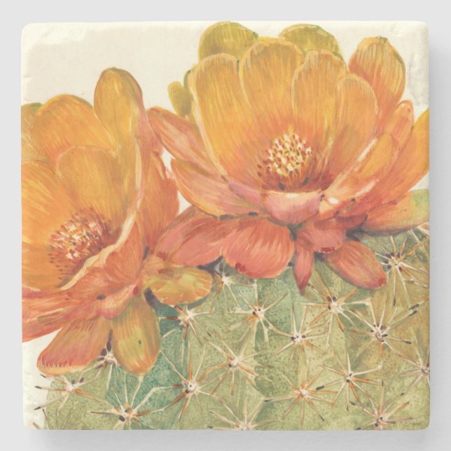 Posavasos De Piedra Cactus Naranja Blossoms (Anverso)