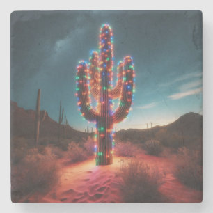 Posavasos De Piedra Cactus navideño del desierto del suroeste