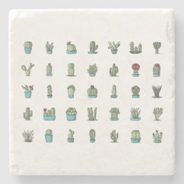 Posavasos De Piedra Cactus Suculentas Plantas Botánico Dibujado a Mano