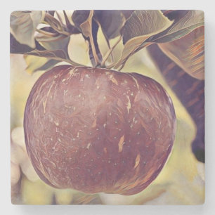 Posavasos De Piedra Caer manzana roja y dejar acuarela