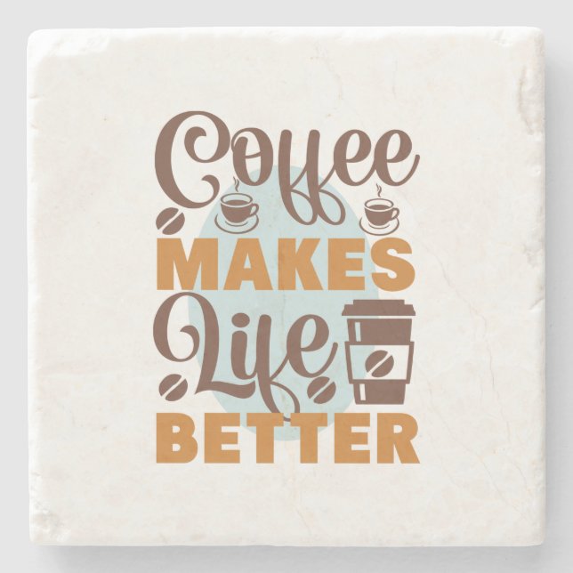 Posavasos De Piedra Café Art Café Mejora la vida (Anverso)