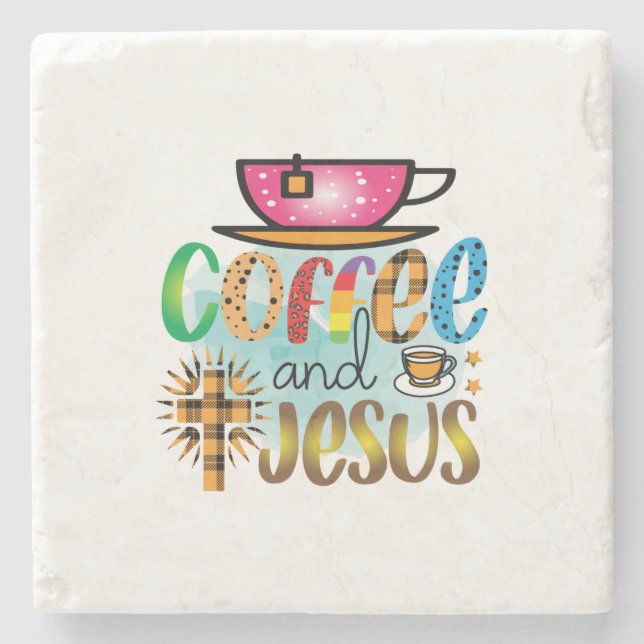 Posavasos De Piedra Café Art Cofee Y Jesús (Anverso)