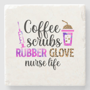 Posavasos De Piedra Café, crubos, guantes de goma - Cita de la Enferme