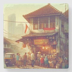 Posavasos De Piedra Café de la calle Jakarta