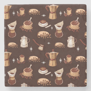 Posavasos De Piedra Café de mano, frijoles y copa