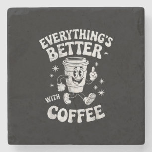 Posavasos De Piedra Café divertido retro vintage para hombres o mujere