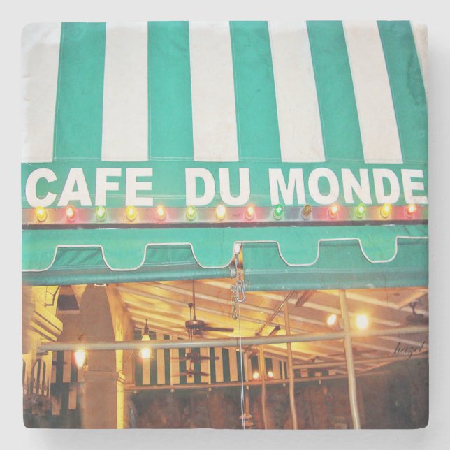 Posavasos De Piedra Cafe Du Monde Coaster, Nueva Orleans (Anverso)