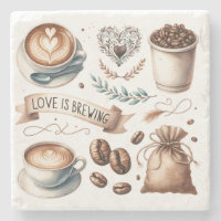 Café Latte Ilustrado Tema Amantes del Café