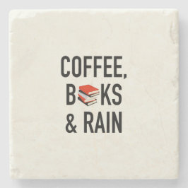 Posavasos De Piedra Café, libros y lluvia