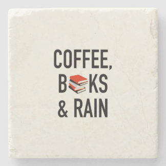 Posavasos De Piedra Café, libros y lluvia