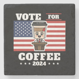 Posavasos De Piedra Café para presidente, vota por café