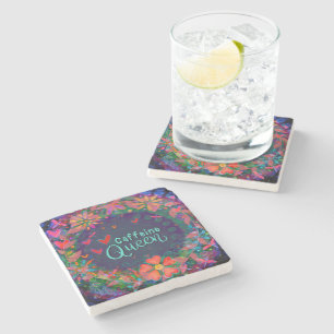 Posavasos De Piedra Cafetería única de moda con flores