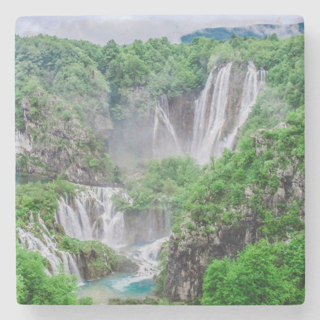 Posavasos De Piedra Caída de agua de los lagos Plitvice (Anverso)