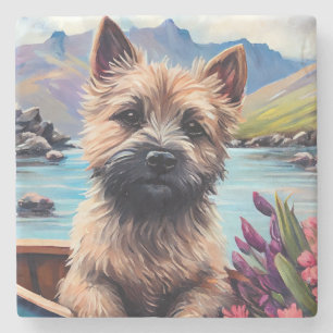 Posavasos De Piedra Cairn Terrier en una Paleta: Una Aventura Escénica