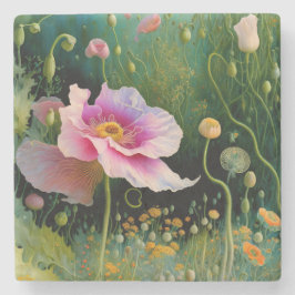 Posavasos De Piedra Caja de regalo de Flor rosa