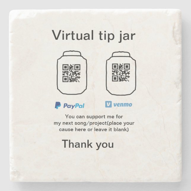 Posavasos De Piedra Caja virtual de ayuda a través de código q donació (Anverso)