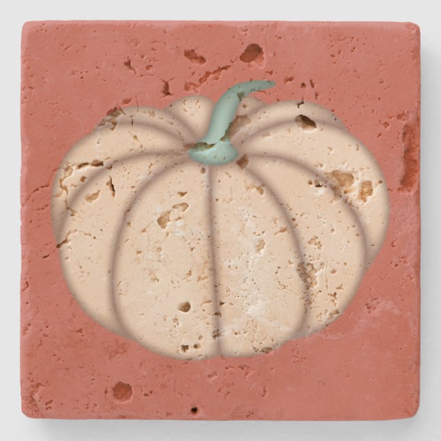 Posavasos De Piedra Calabaza crema en Naranja oscuro (Anverso)