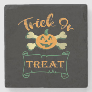 Posavasos De Piedra Calabaza de Halloween con truco o tratar cruces