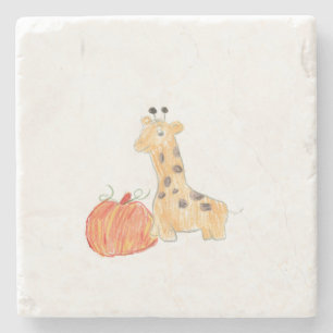 Posavasos De Piedra Calabaza de otoño con jirafa