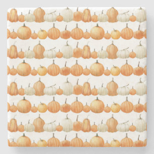 Posavasos De Piedra Calabaza otoñal: Patrón de Ilustracion acuarela
