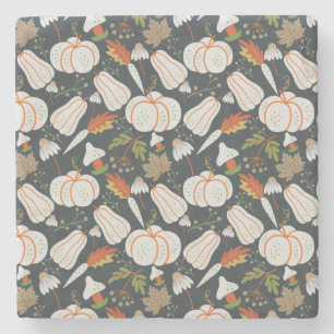 Posavasos De Piedra Calabaza sin soldadura patrón floral blanco y negr