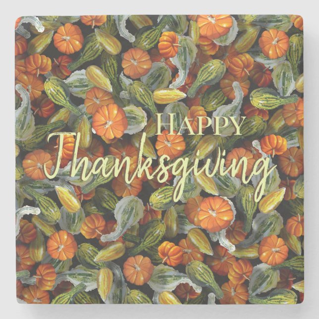 Posavasos De Piedra Calabaza, Squash Cosecha Otoño Astratos (Anverso)