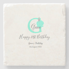 Posavasos De Piedra Calabaza verde otoño cumpleaños 21ª gris pastel