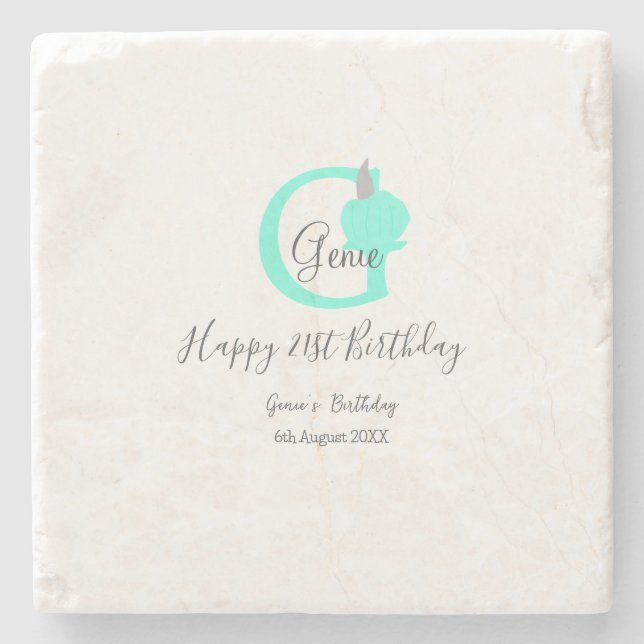 Posavasos De Piedra Calabaza verde otoño cumpleaños 21ª gris pastel (Anverso)