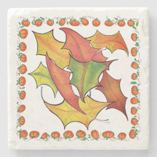 Posavasos De Piedra Calabazas de otoño coloridas