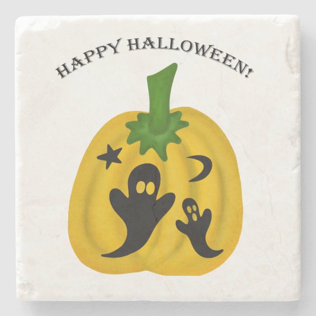 Posavasos De Piedra Calabazas y fantasmas (Anverso)