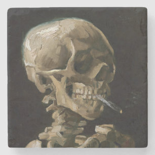 Posavasos De Piedra Calavera con arte Vicente van Gogh