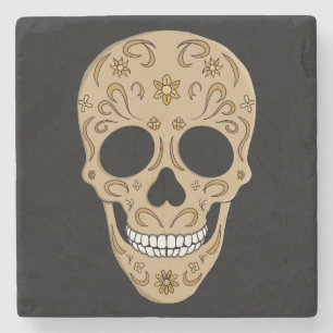 Posavasos De Piedra Calavera de azúcar floral Día de los Muertos